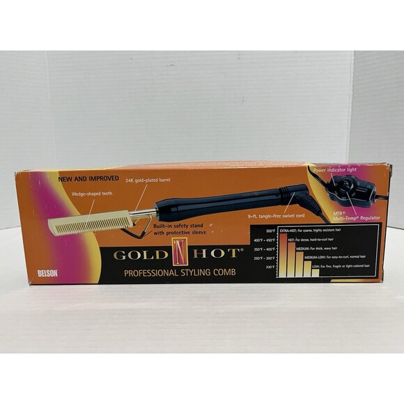 Gold N Hot Professional 24K Gold Pressing & Styling Comb GH299 - NEW IN BOX - Picture 2 of 6